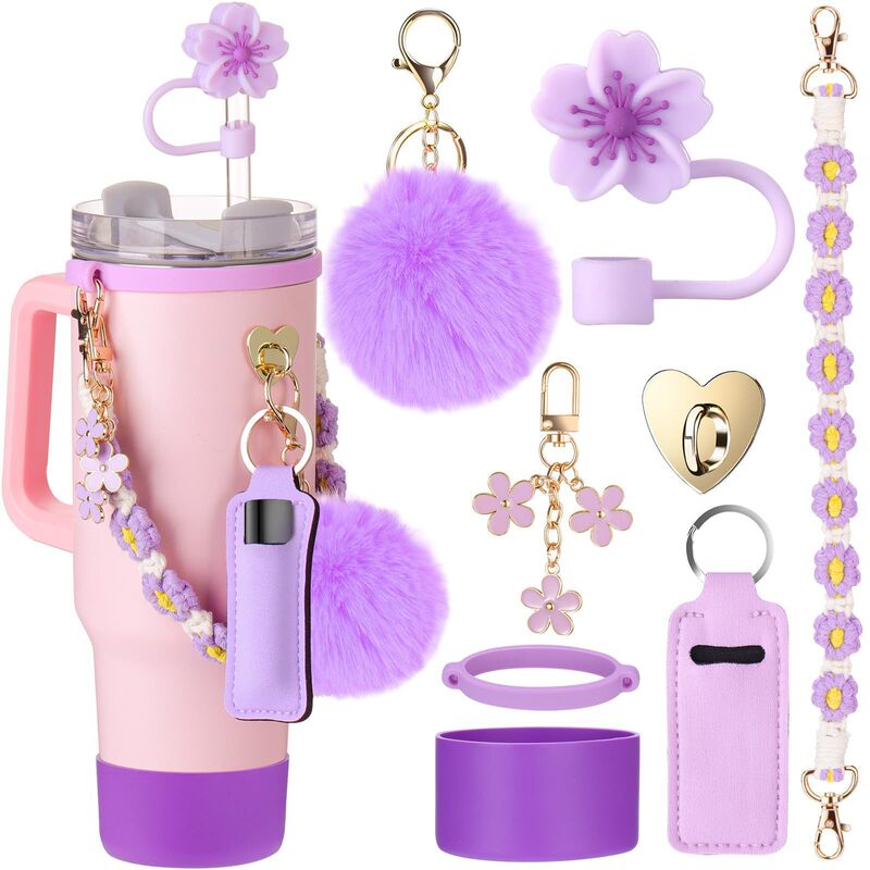 Stanley Cup Accessories 40&30 oz Glass Cup Water Bottle Handle with Lipstick Holder Boots Keychain