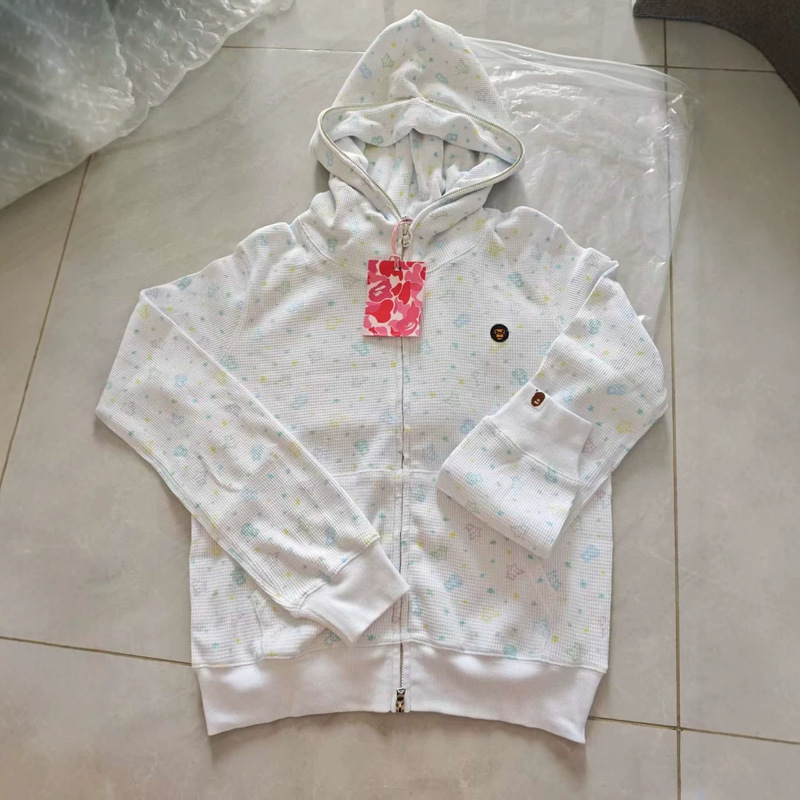 BAPE BabyMilo small floral waffle print zip-up hoodie jacket BAPE BabyMilo small floral waffle print zip-up hoodie jacket