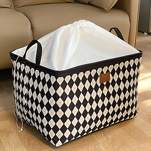 Thickened fabric drawstring moving portable storage basket clothes wardrobe storage box quilt dormitory dirty clothes bucket storage bucket