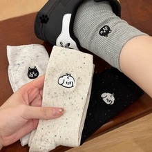 灰色袜子女夏季薄款中筒袜可爱长筒袜女棉袜ins潮堆堆袜春秋ins风