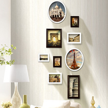 竖款欧式照片墙组合 卧室墙挂装饰相框 美式相片墙过道转角小墙面