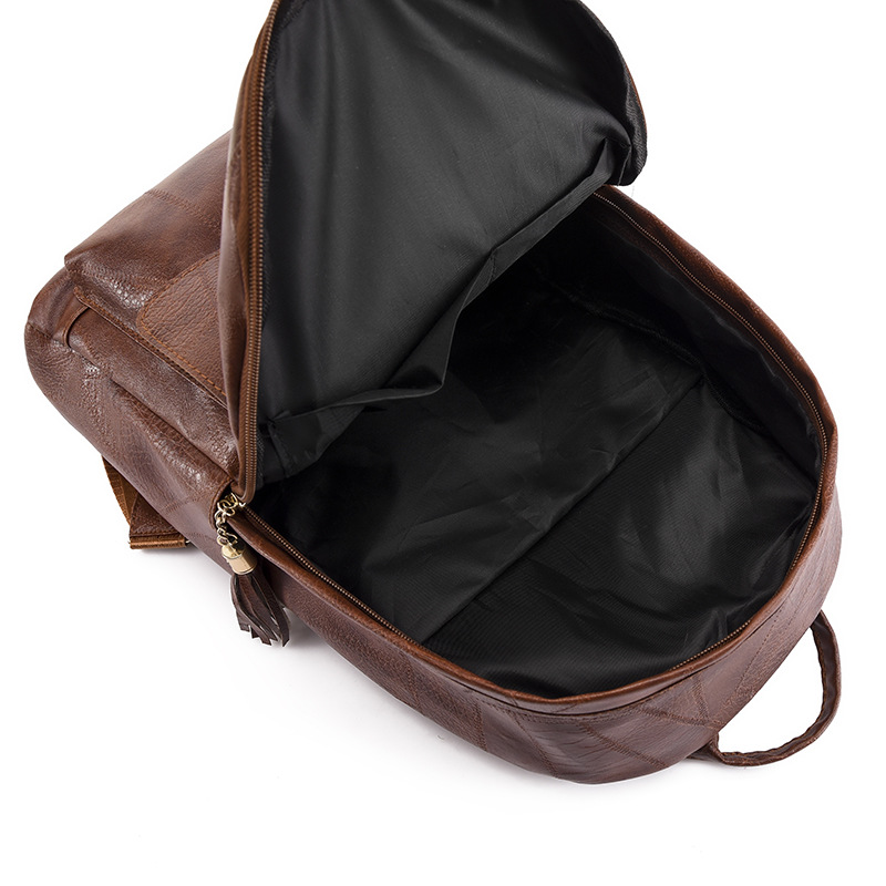 Comercio exterior al por mayor 2023 nueva mochila de PU para mujer retro simple y versátil color sólido de gran capacidad mochila para exteriores marea