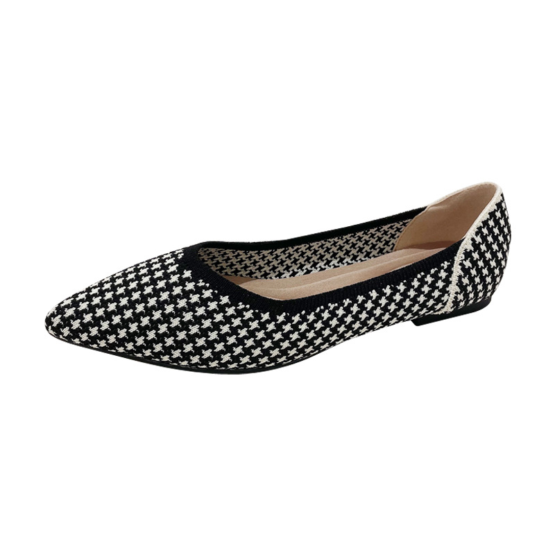 Damen Ballerinas Prinzessin Stil Gestrickte Flache Schuhe_voghion.com