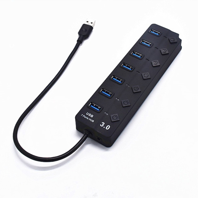 De alta velocidad de 7 puertos usb3.0 Hub interruptor de botón independiente USB3.0hub divisor de un arrastre de siete extensor