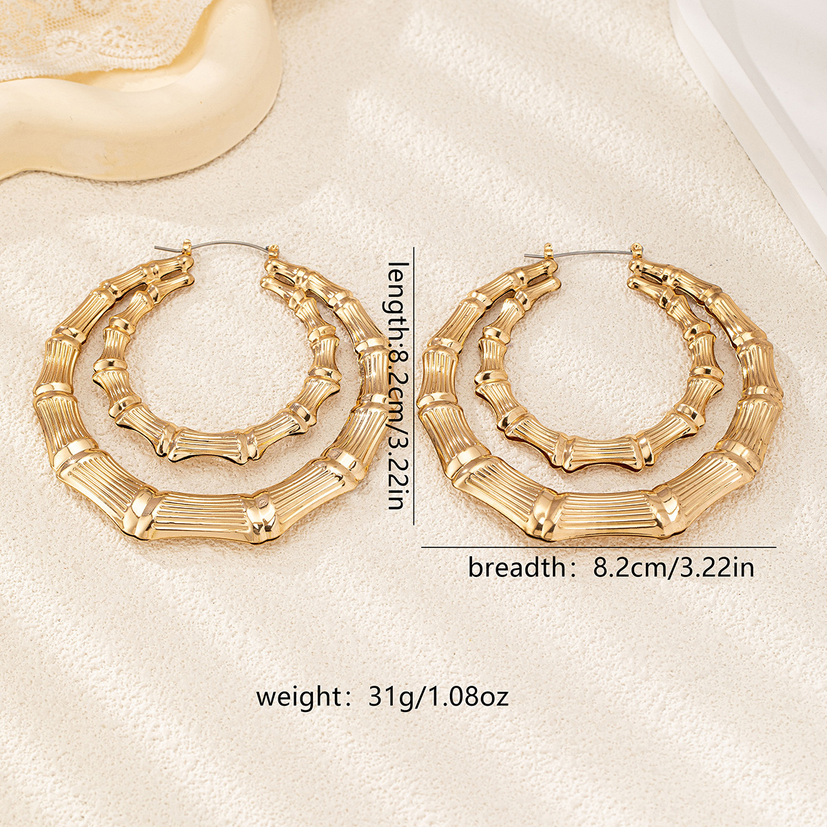 All Seasons Season Women's Gender Plating Design 1 Pair Elegant Classic Style Bamboo Joint Plating Alloy Earrings