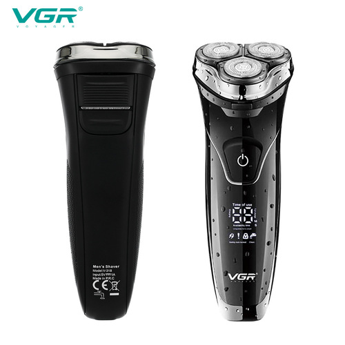 VGR318 Three-Head Electric Shaver, Full-Body Washable Home Use Digital Charging Razor, Beard Trimmer