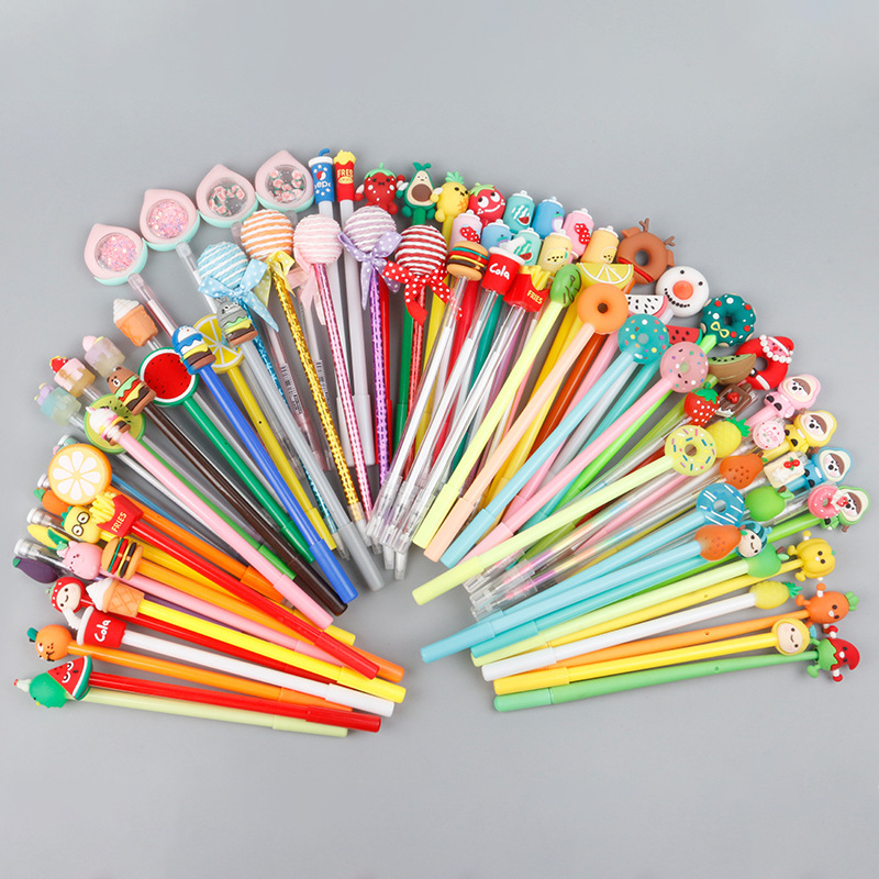 Cartoon Food Gel Pen Student Learning Office Supplies Simple Cap Type Gel Pen