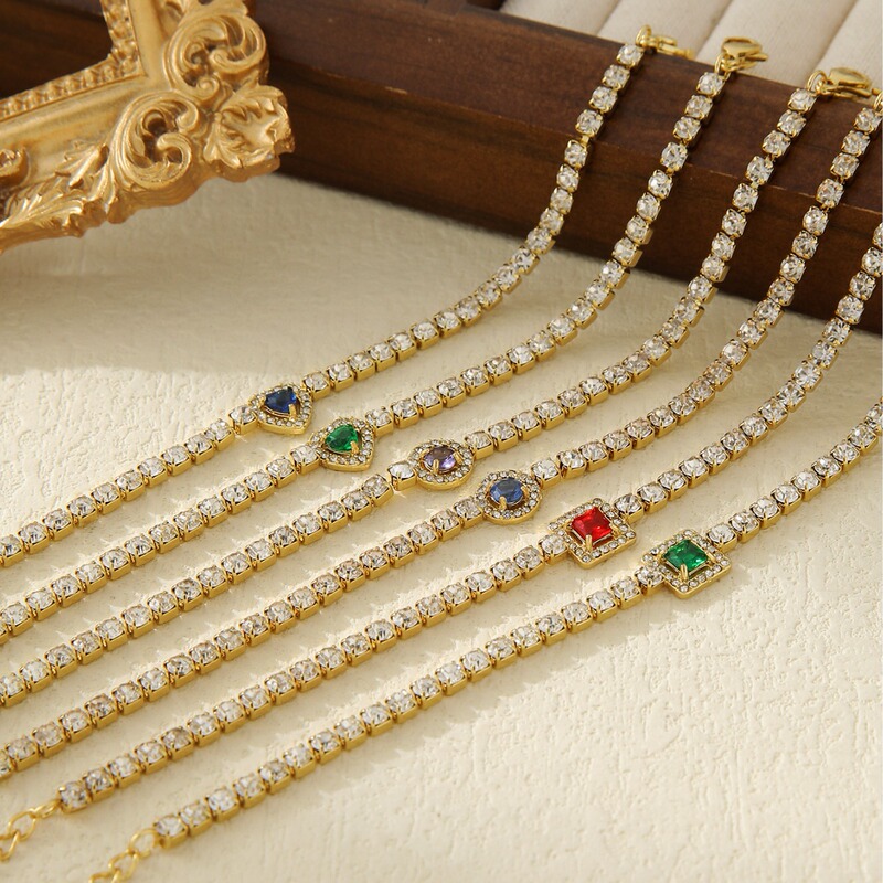 Tennischain European and American Jewelry 2-6mm Tennis Chain Fashionable Women's Hip-Hop Zircon Bracelet