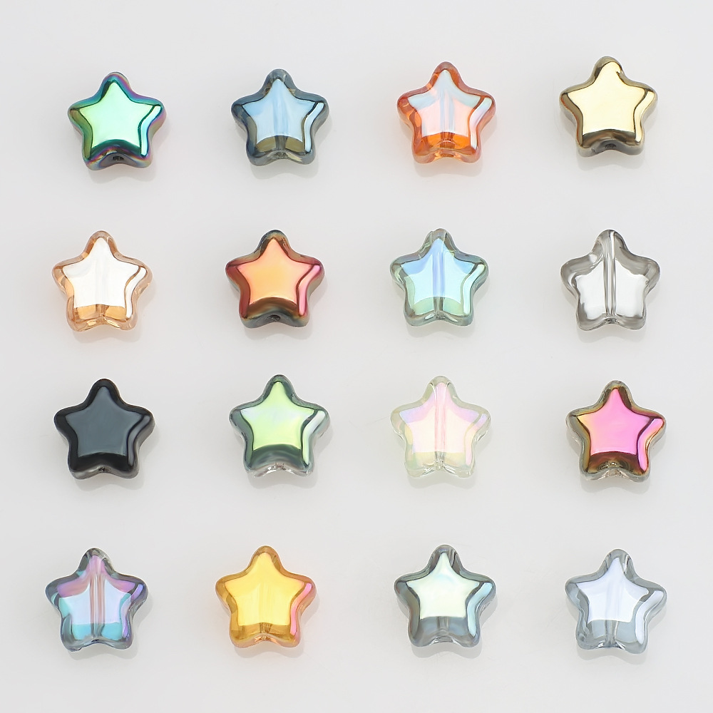 Nuevo colorido estrella de cinco puntas 8MM agujero medio colgante de cristal de bricolaje hecho a mano con cuentas de accesorios de joyería al por mayor