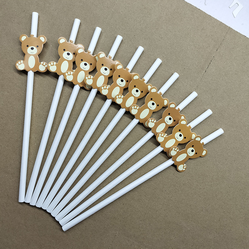 Red de papel paja Margarita flor tarjeta paja decorativa desechable degradable postre bar fiesta paja