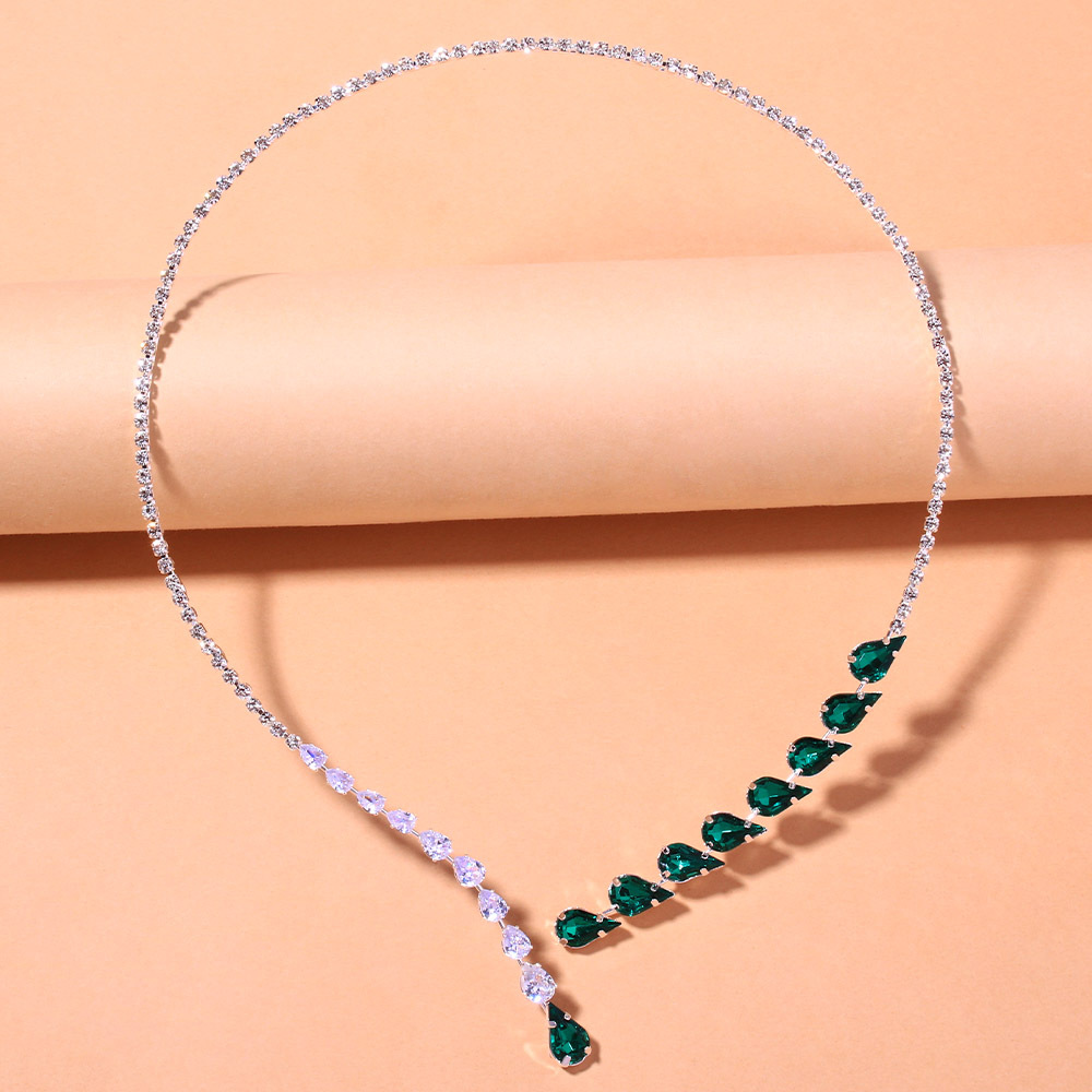Plating, Inlay Design Retro Bridal Water Droplets Alloy Plating Inlay Rhinestones Zircon Women's Necklace