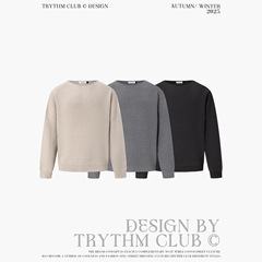 TRYTHMCLUB 老钱风纯色长袖简约套头针织毛衣情侣T恤上衣男女
