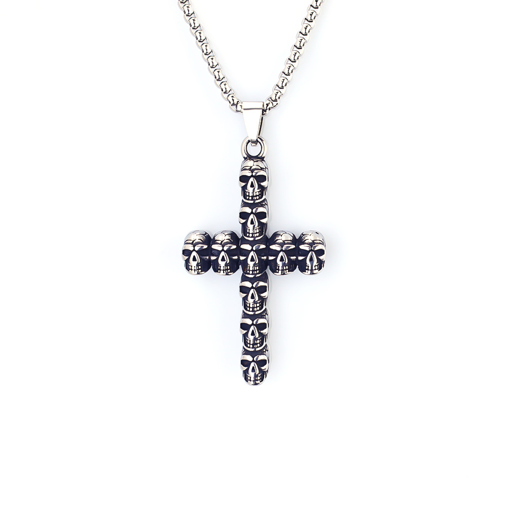 Stainless Steel Skull Anchor Pendant Necklace For Men And Women_voghion.com