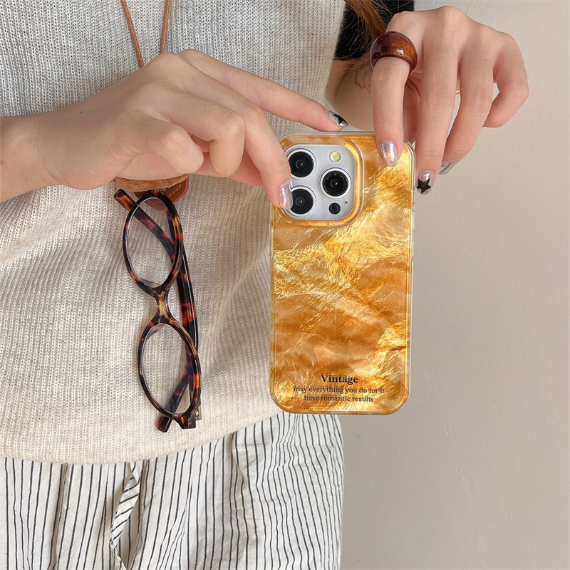 Ins patrón de papel de aluminio de alta calidad para iPhone16promax funda para teléfono móvil Apple 15Pro 14 personalidad creativa 13