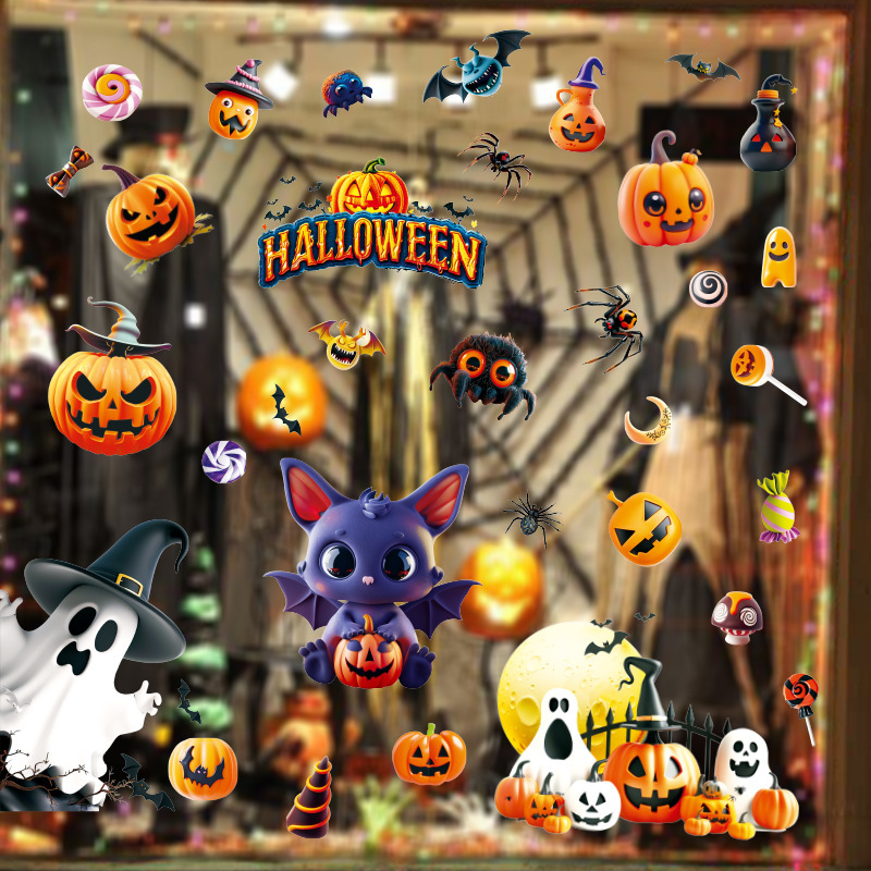 Halloween 3d Pumpkin And Ghost Window Stickers For Home Decor_voghion.com