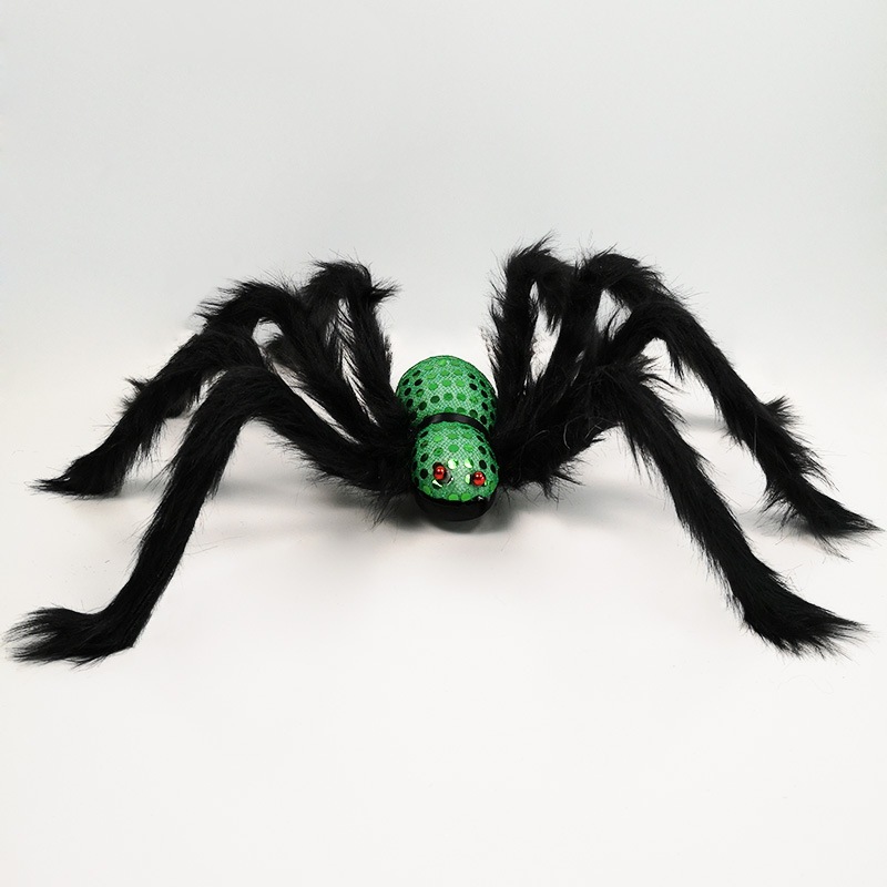 Decoración de Halloween araña sitio de diseño de props simulación peluche gran araña negra casa embrujada juguetes al por mayor image 8