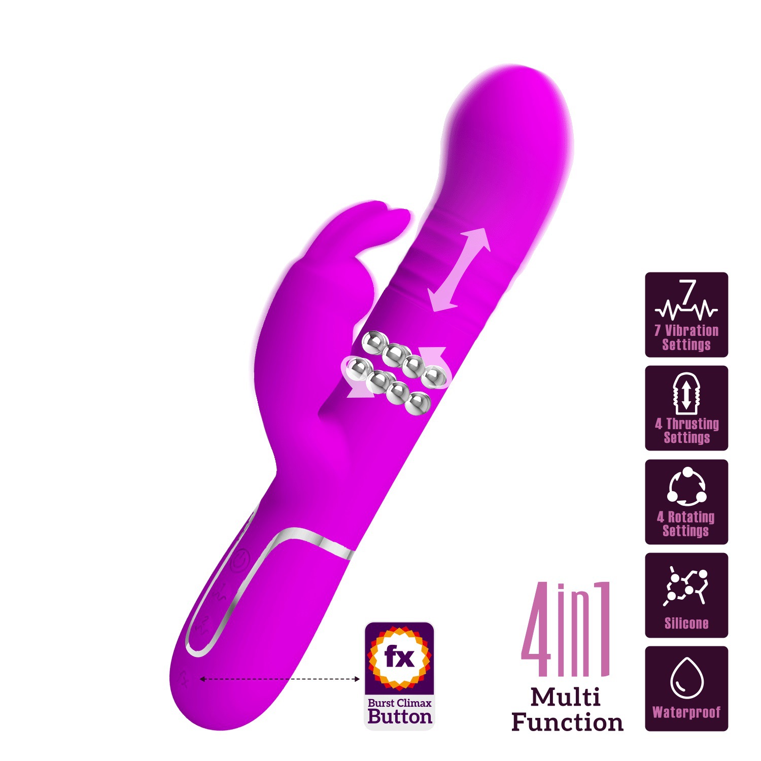 Rabbit Vibrator Multi-frequency Rotating Bead Telescopic Massager_voghion.com