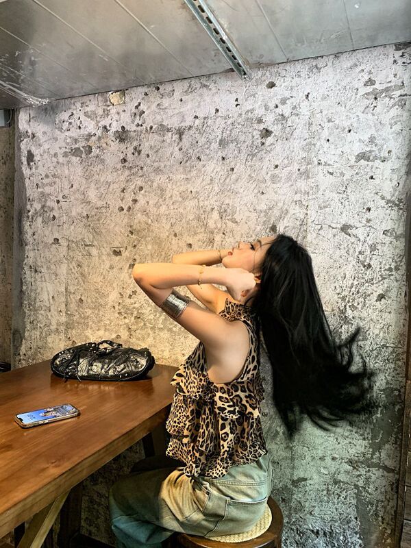 美式复古豹纹印花挂脖吊带女夏外穿多层荷叶边修身显瘦辣妹上衣潮|undefined