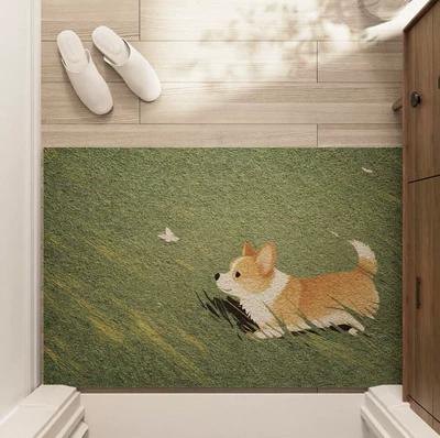 Loop Door Mat, Household Carpet, Avtomobil döşəmə paspasları - corgi-on-grass-4060cm-pvc-wire-loop