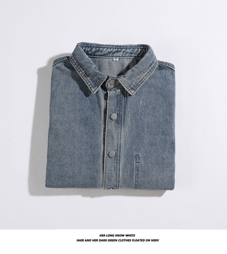 Camicia in denim retrò, giacca alla moda con colletto ampio, top da uomo_voghion.com