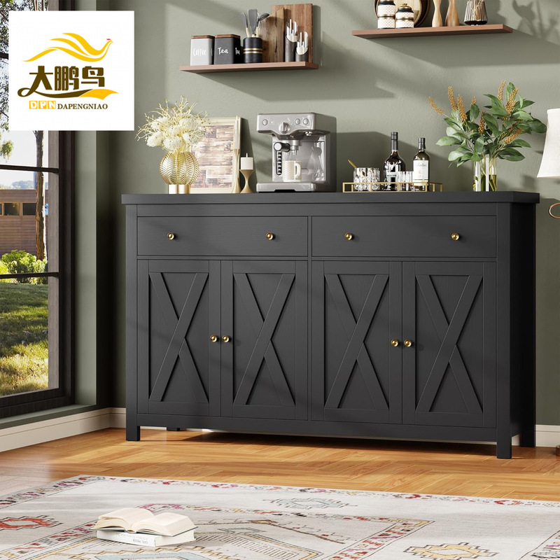 Amazon Cross-border Sideboard Farmhouse Buffet Cabinet Barn Door Storage with Drawer Cabinet Storage Entrance Cabinet