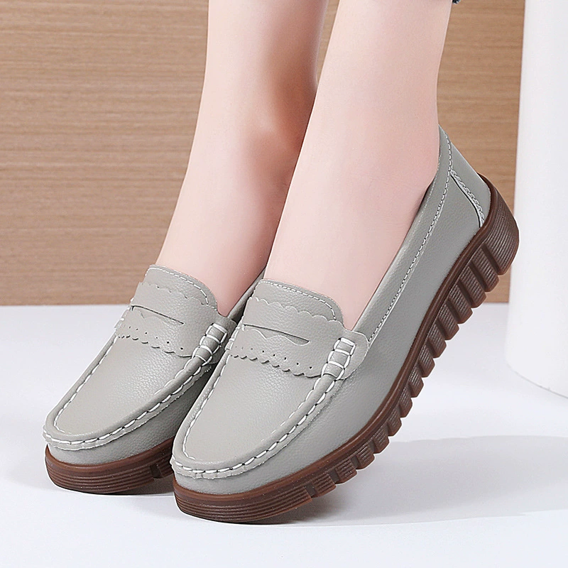 Туфли для медсестер, женские весенне-осенние повседневные маленькие кожаные туфли на мягкой подошве, туфли-бини в корейском стиле, туфли для мам на плоской подошве, дышащая обувь для беременных