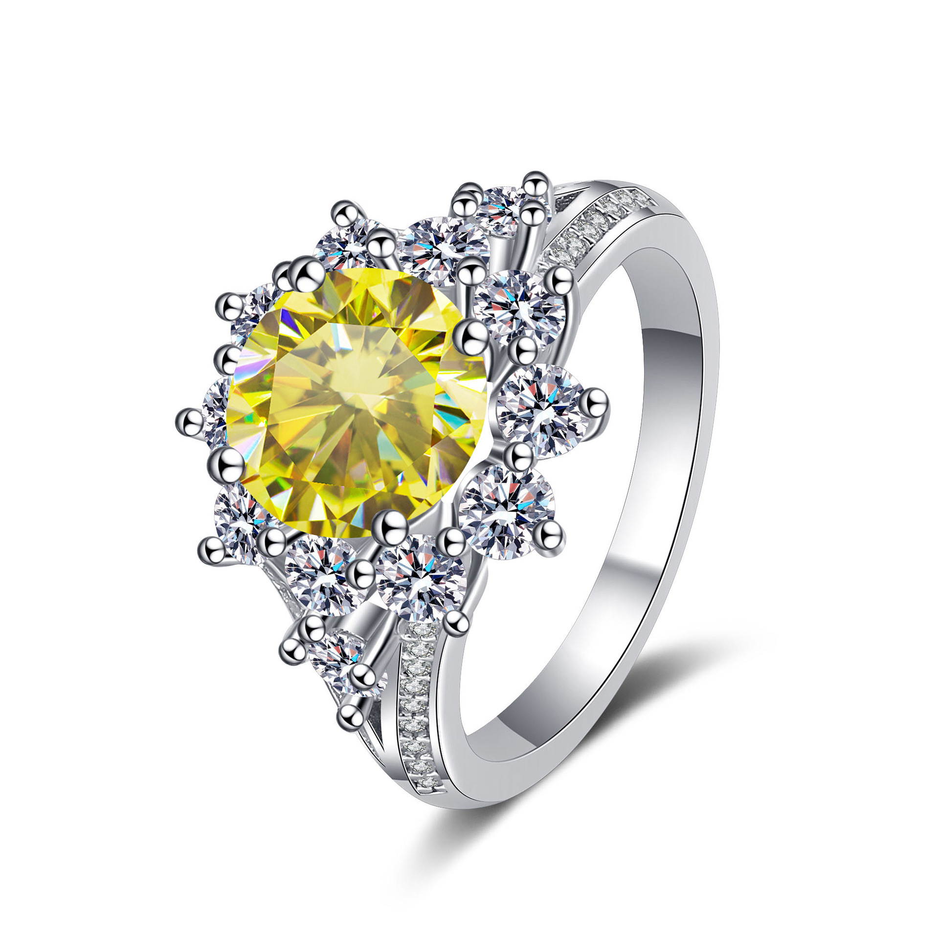 925 anillo de plata esterlina mujer 3 quilates color moissanita ligera anillo de viento de lujo chapado pt950 oro meson fábrica en stock