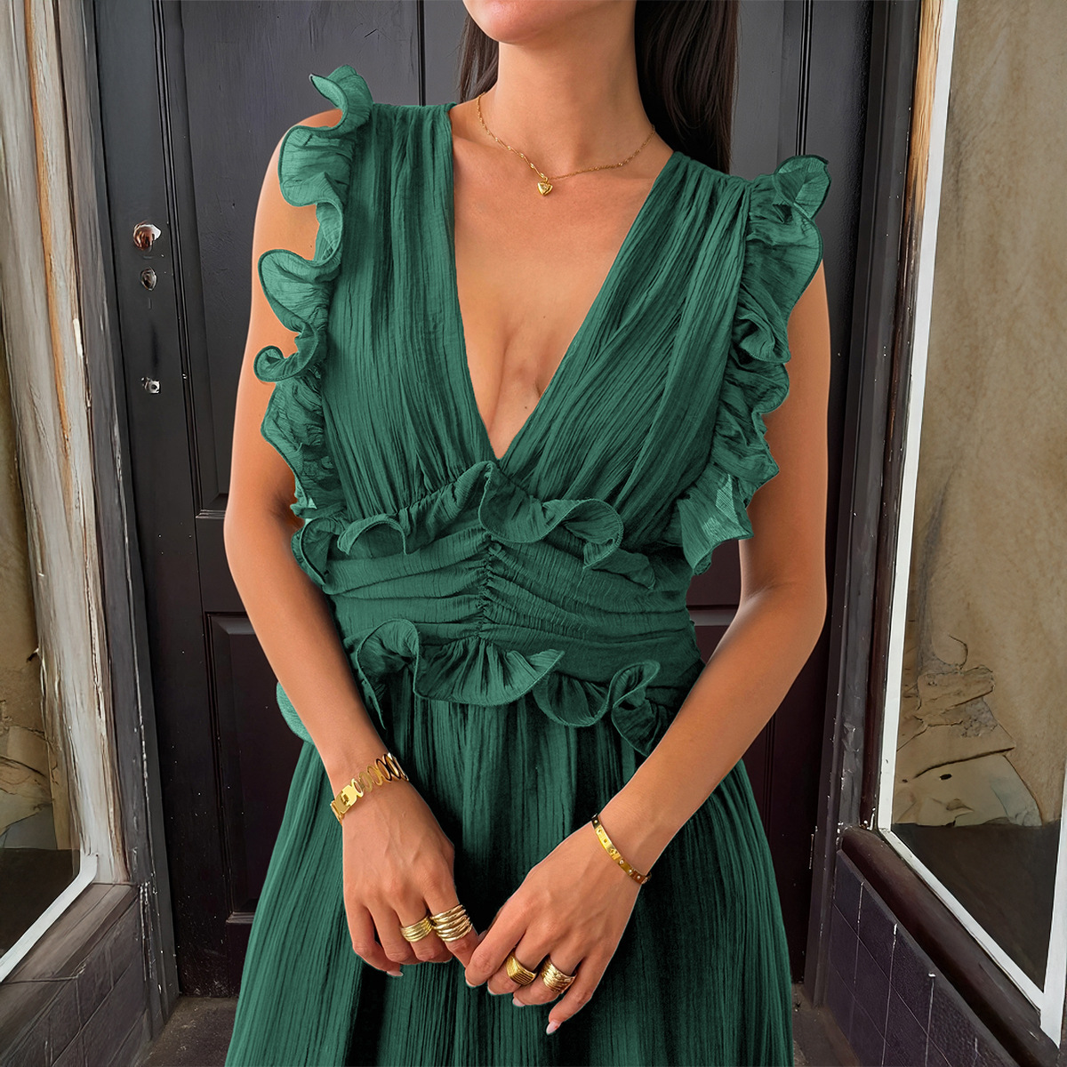 Women's Elegant Maxi Solid Color Dress