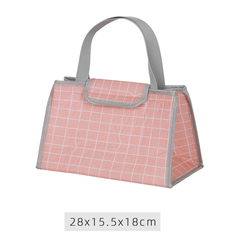 Chuangde bolsa de papel de aluminio portátil a rayas con arroz bolsa de lona de transporte de mano caja de almuerzo engrosada bolsa de aislamiento caja de almuerzo Bento estudiante
