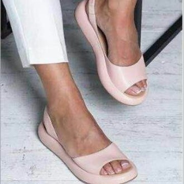 Women's New 2020 Summer Sports Slides, European and American Plus Size Flat Low Heel Fish Mouth Fashion Thick Sole Women's Sandals