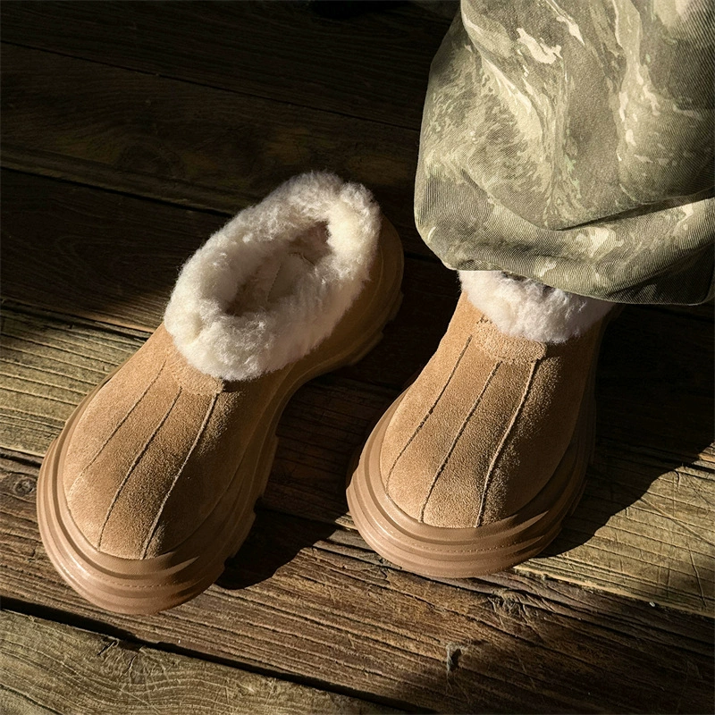 Теплые сапоги Baotou с толстой подошвой для женщин, сапоги Birkenstock на липучке, широкие носки для пар, хлопковые ботинки, обувь для мужчин от холода