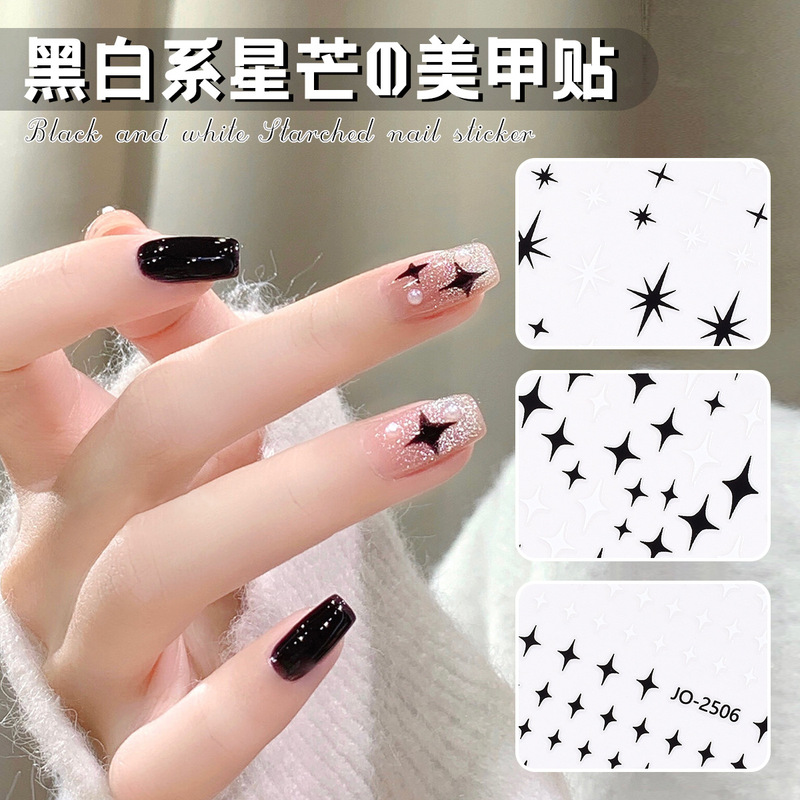 Internet Red Explosive Black and White Nail Art Sticker Love Bow Five-pointed Star Black and White Star Mann Nail Decoration Sticker Internet Red Explosive Black and White Nail Art Sticker Love Bow Five-pointed Star Black and White Star Mann Nail Decoration Sticker