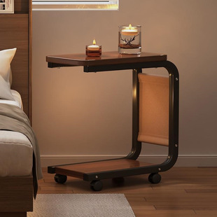 Bedroom Bedside Storage Rack Sofa Living Room Side Table Modern Simple Bedside Cabinet Small Movable Small Table with Wheels