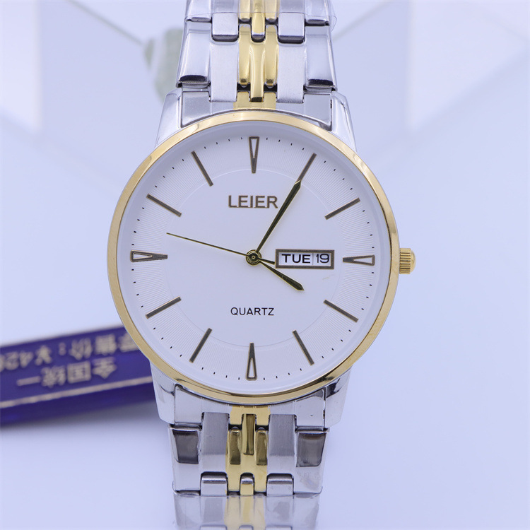 All-Steel Leier Quartz Watch Ultra-Thin Large Dial Waterproof Watch Men's and Women's Fashion Watch Vj32 Movement