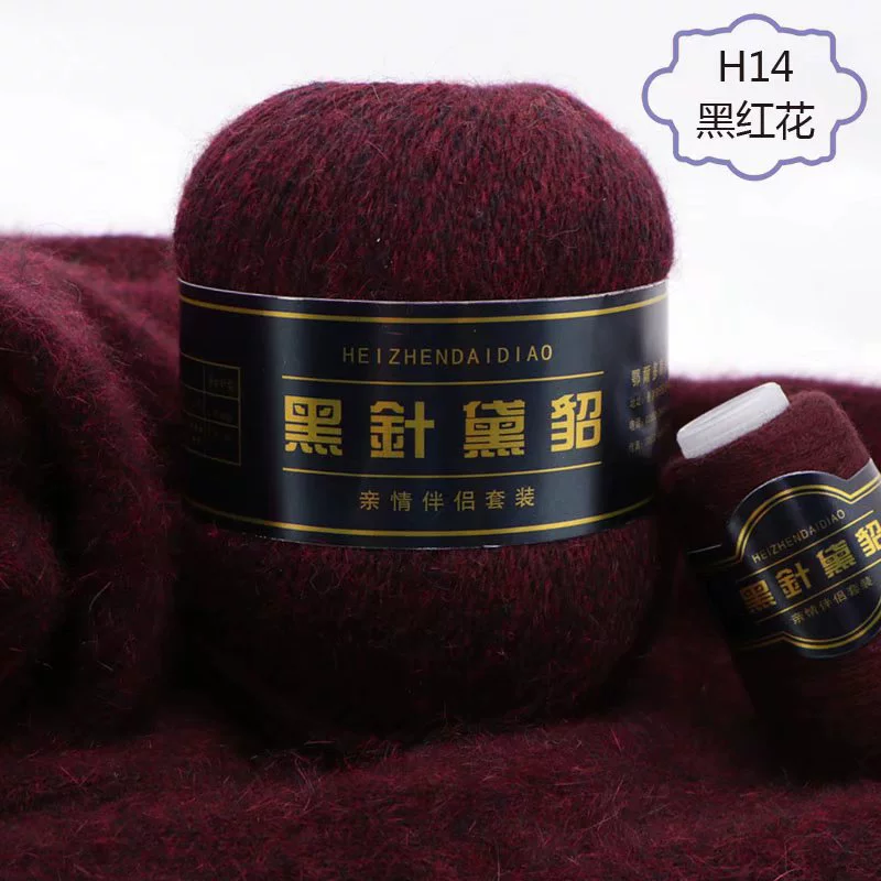 Черная вязка иглой из норки 6+6, ручная вязка, среднеплотная длинная норковая шерсть кашемир, натуральная, мультицвет по выбору