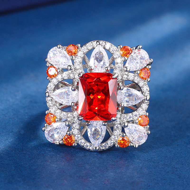 Zhuang Sheng joyas de cobre inferior chapado en oro de la joyería traje de simulación tesoro de color rectangular traje de diamante de color hembra piedra principal 8*10