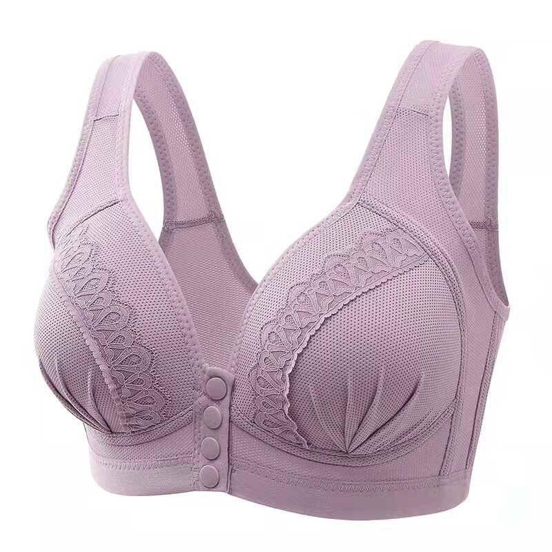 【】Middle-Aged and Elderly Women's Wireless Push-Up Bra, Vest-Style, Front-Opening, Thin, Full-Cup Women's Underwear