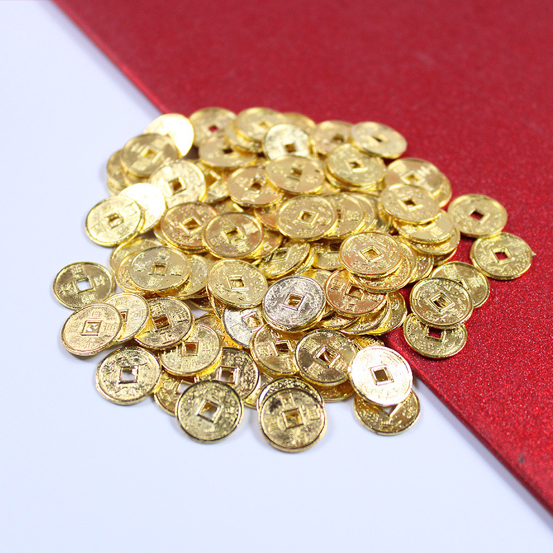 Fortune tree Crafts accessories copper coins/alloy copper coins 2.0cm Golden Lucky Dragon and Phoenix copper coins epoxy accessories Fortune tree Crafts accessories copper coins/alloy copper coins 2.0cm Golden Lucky Dragon and Phoenix copper coins epoxy accessories