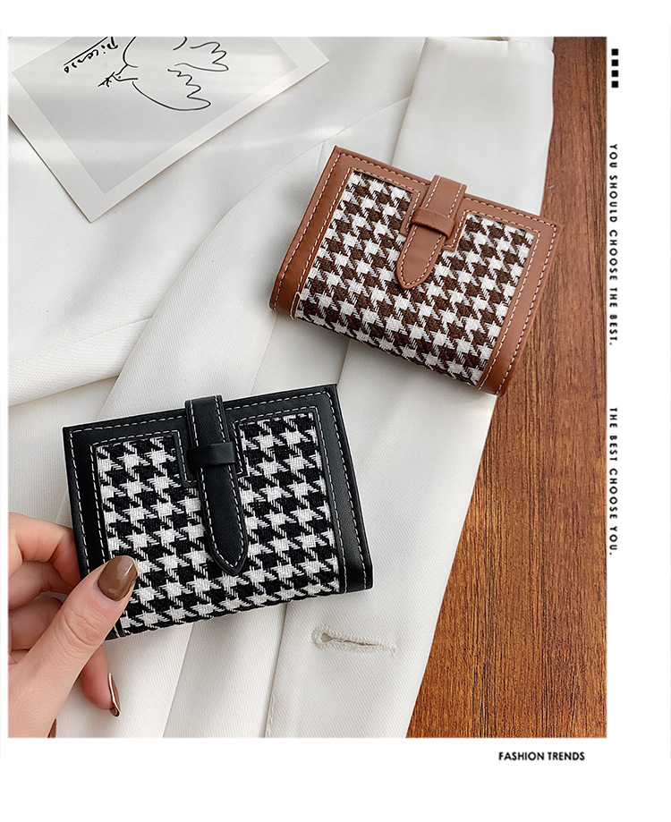 Korean Houndstooth Short Multi-card Canvas Wallet Wholesale display picture 19