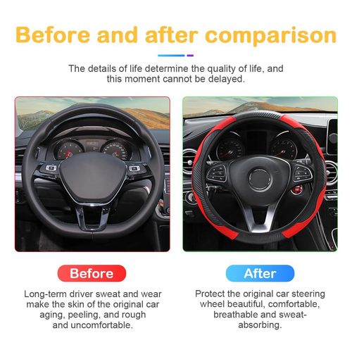 Cross-border best-selling carbon fiber pattern elastic steering wheel cover, all-season universal no inner ring leather steering wheel cover wholesale and distribution