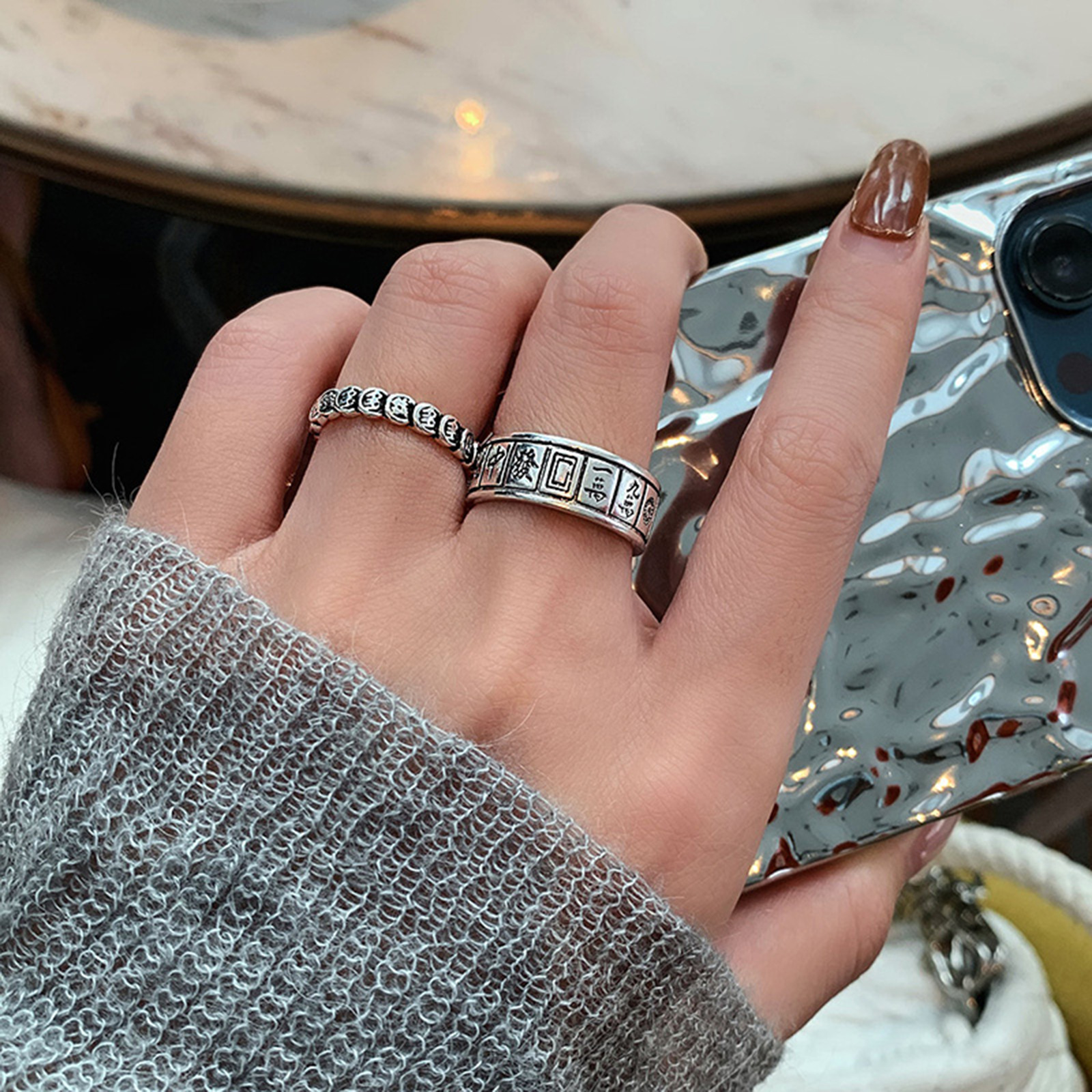 13 dinero de mahjong más abierto ajuste anillo de aleación de cobre para mujeres lujo ligero joyerías de moda Xiyin