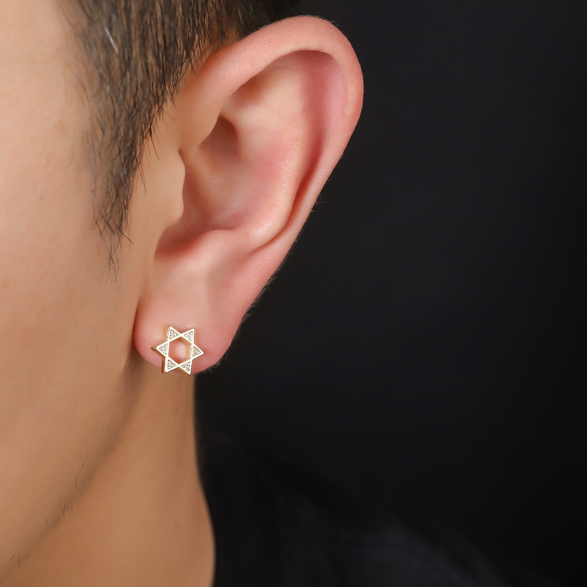 Cross-border Hollow Hexagram Earrings Men, Trendy, Light Luxury, High-end Feel, Simple And Unique Fashion Accessories_voghion.com