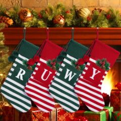 国境を越えたクリスマスの大きな文字クリスマス靴下かわいい赤緑の縞クリスマスツリーのペンダントクリエイティブな祝日装飾品