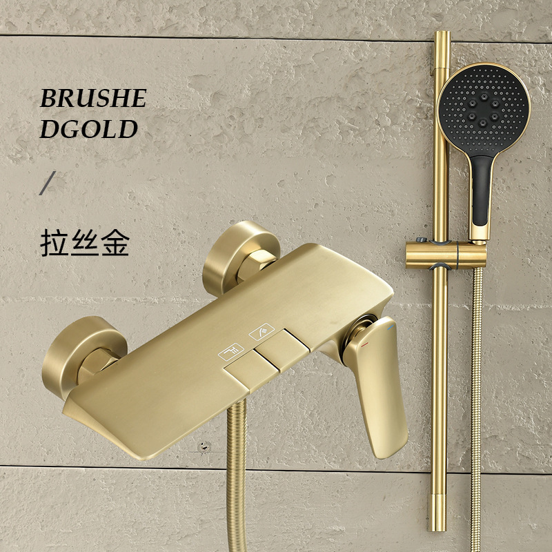 Juego de ducha de ducha de ingeniería de hotel, baño de cobre completo, ducha, ducha, ducha, botón de piano, ducha sobrealimentada