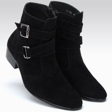 复古靴高帮冬季内增高韩版靴子男靴皮鞋保暖短靴磨砂皮靴尖头西辰