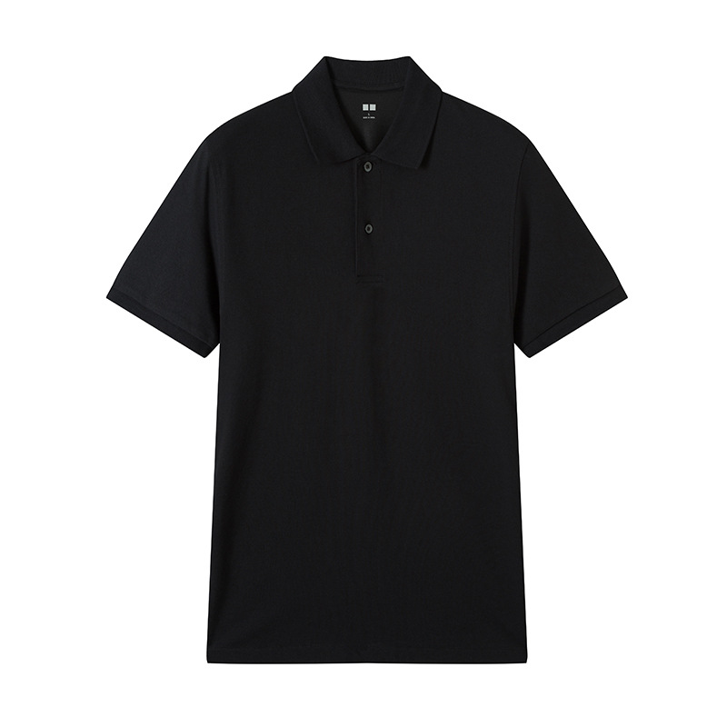 Cuello grande de gama alta dos botones suave cómodo transpirable solapa de color sólido Polo de manga corta de los hombres camiseta casual de negocios