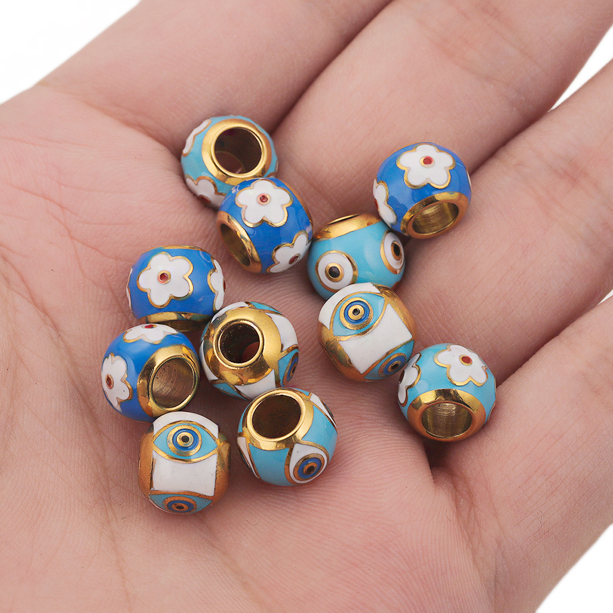 DIY Jewelry Accessories Classification Hole 4~4.9mm Hole Size 5 PCS/Package 10*8mm Hole 4~4.9mm 304 Stainless Steel Eye Flower DIY Jewelry Accessories Beads
