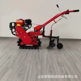 新款链轨式开沟翻地机 小型多功能翻土开沟除草施肥一体机 微耕机