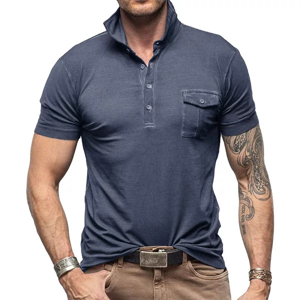 2024 summer outdoor lapel European and American men's T-shirt cross-border foreign trade Men's solid color short-sleeved polo shirt wholesale