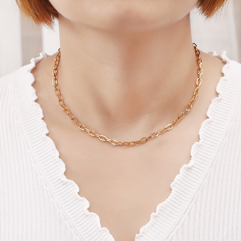 12g Weight Necklace Classification 1 Piece Quantity Simple Style Solid Color Stainless Steel Plating Chain Necklace